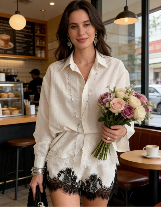 Nadine - Breezy Lace Shorts Set